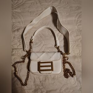 Chic White Mini Bag with Gold Accents